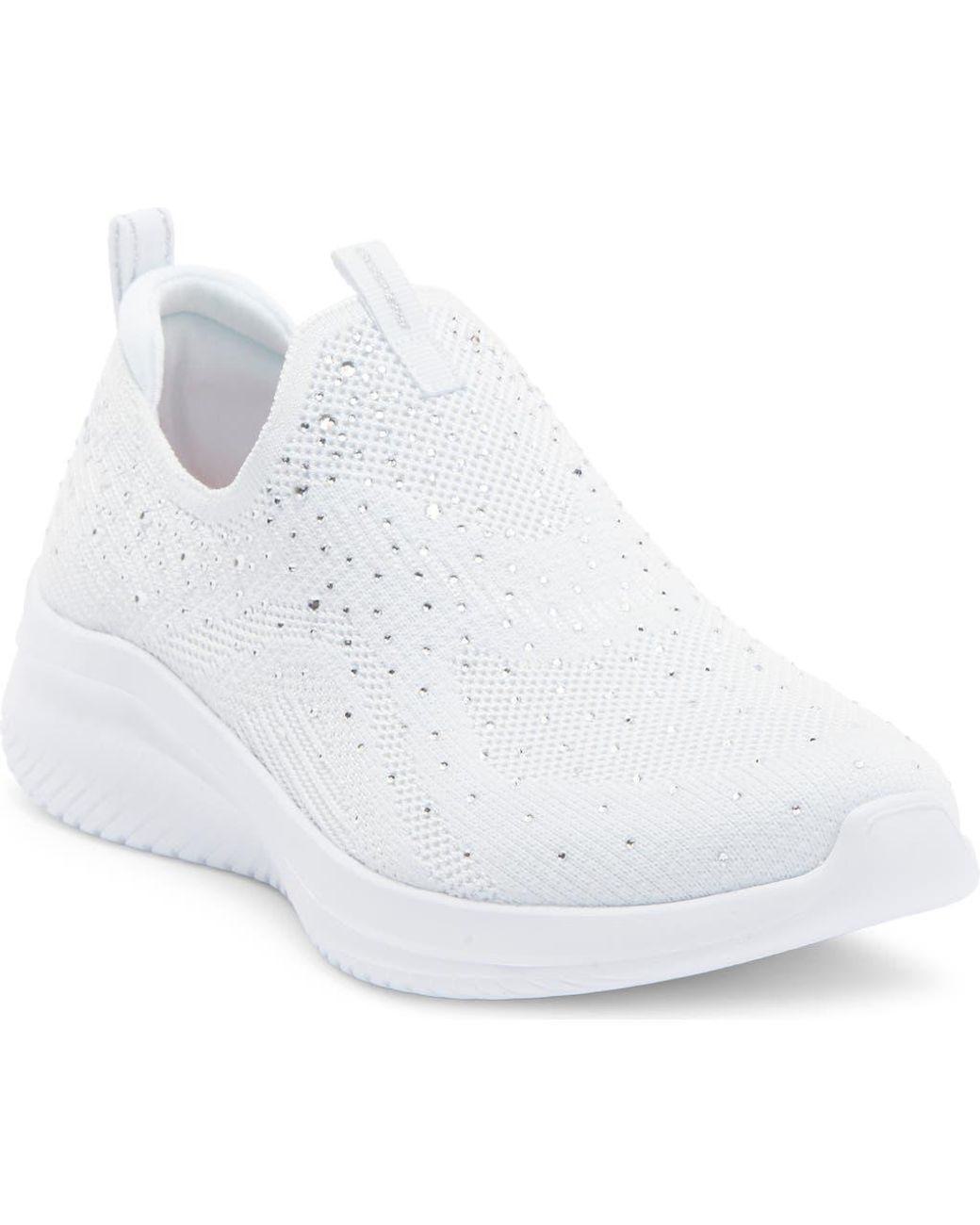 Women's White Ultra Flex 3.0 Glam Night Slip-On Sneaker