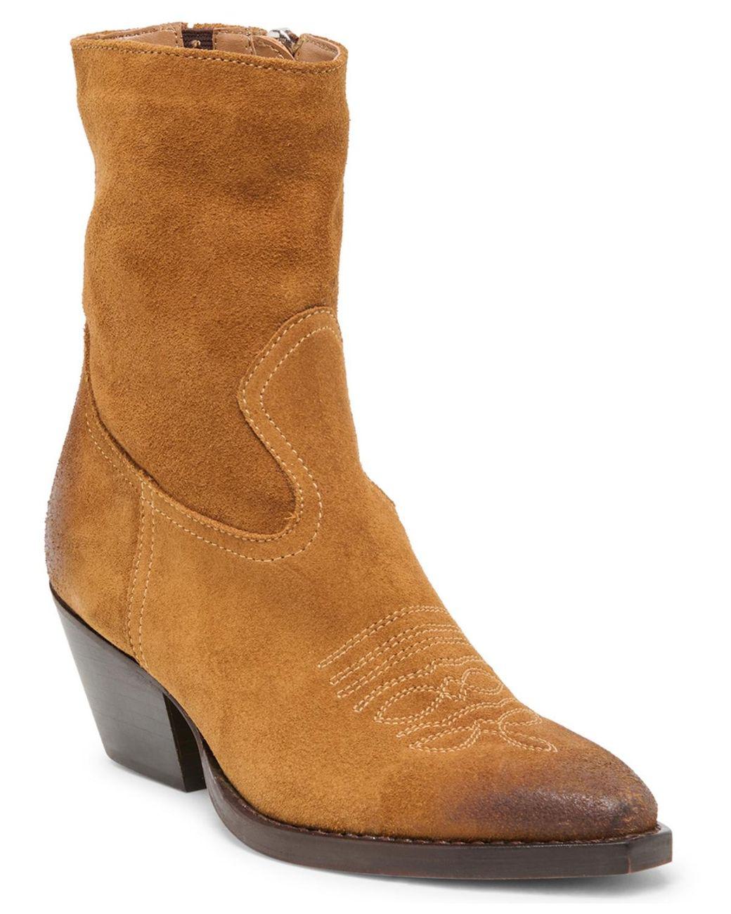 Women's Brown Klyde Full-zip Western Booties