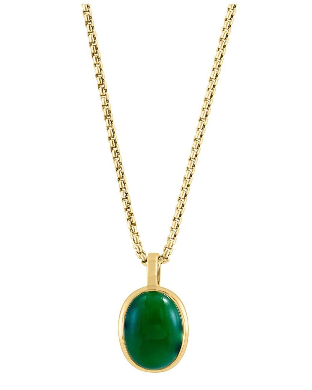 Men's Metallic Effy Dyed Jade Oval Cabochon 22" Pendant Necklace