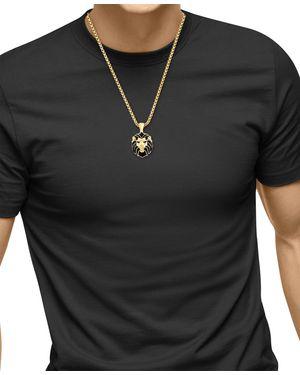 Effy Effy Black Spinel Lion 22" Pendant Necklace (3/8 Ct. T.w. - Metallic