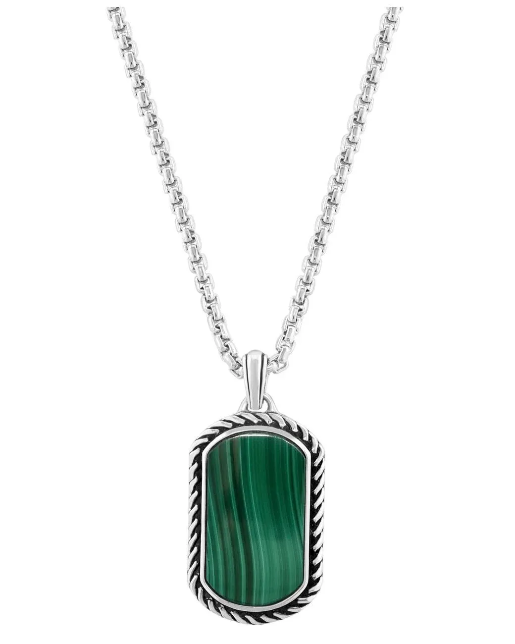 Men's Metallic Effy Malachite Dog Tag 22" Pendant Necklace