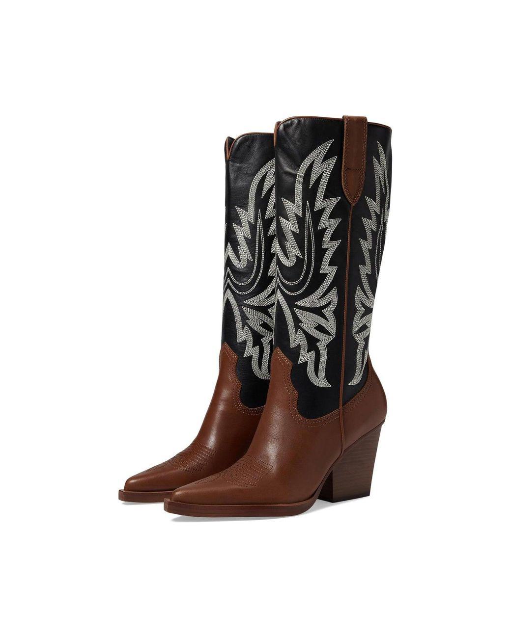 Women's Black Blanch Leather Knee High Western Boot Jobb1796