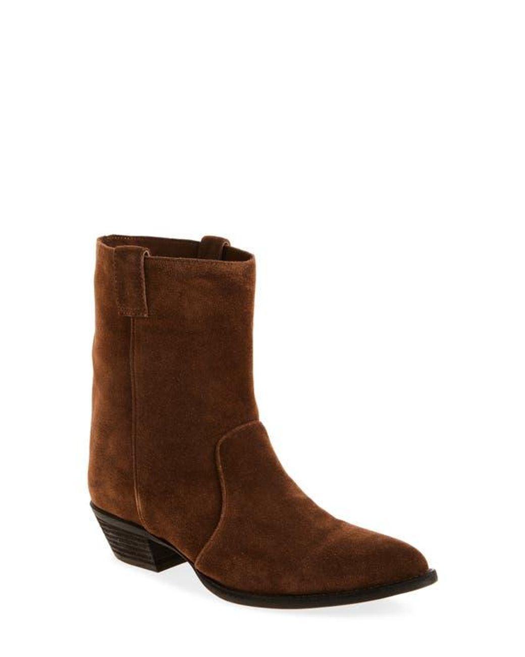 Women's Brown Busca Suede Pointy Toe Boot