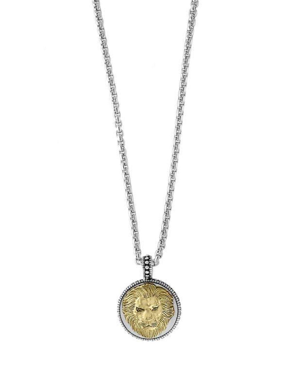 Men's Metallic Lion Head Pendant Necklace