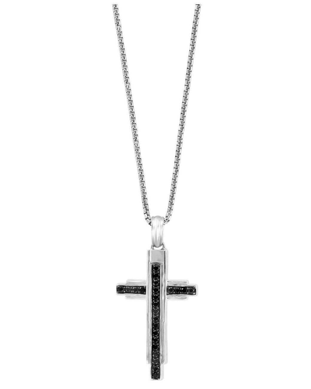 Men's White Effy Black Spinel Cross 18" Pendant Necklace (3/4 Ct. T.w.
