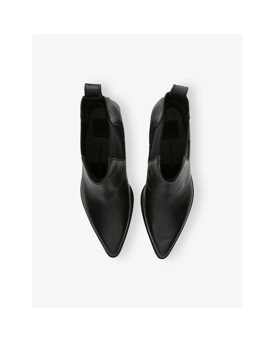 Women's Black Shadie H2O Leather Heeled Ankle Boots