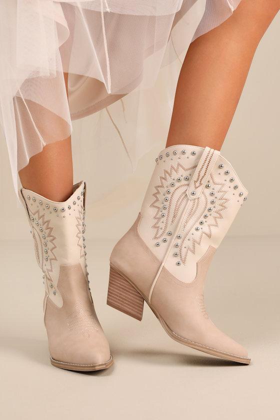Dolce Vita Aledo Multi Suede Studded Mid-Calf Western Boots