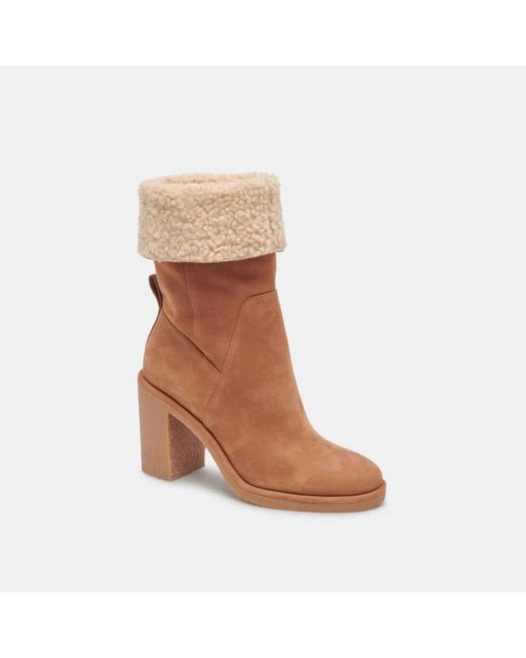 Women's Brown Caddie Plush Boots Faux Fur Lined Bootie Rhs6843
