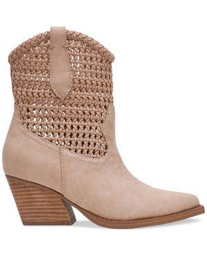 Dolce Vita Alessia Woven Pull-on Cowboy Western Booties - Brown