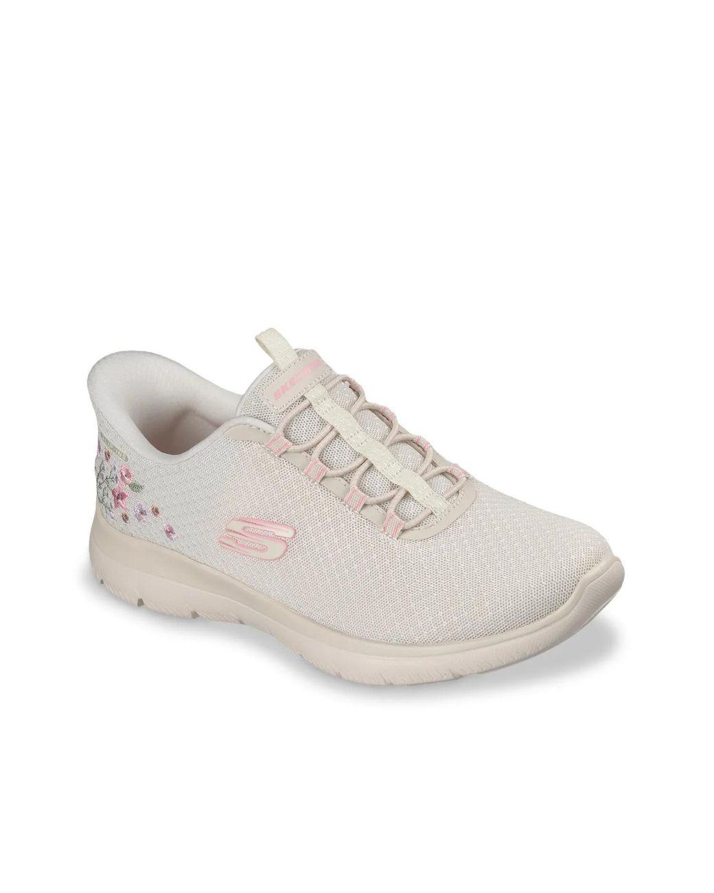 Women's White Hands Free Slipins Summits Spring Blossom Sneaker