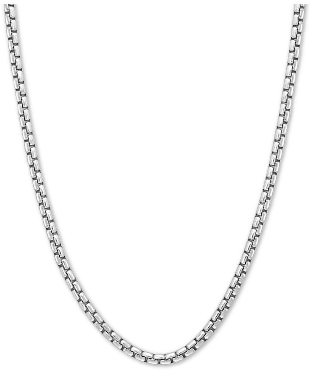 Men's Metallic Effy® Rounded Box Link 24" Chain Necklace In Sterling Silver
