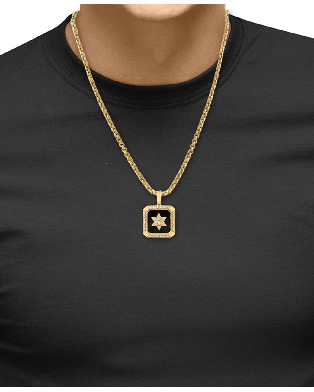 Men's Metallic Effy & Diamond Star Inlay Square 22" Pendant Necklace