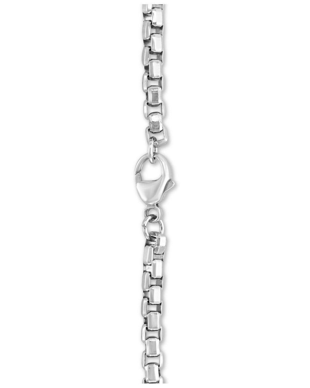 Men's Metallic Effy® Rounded Box Link 24" Chain Necklace In Sterling Silver