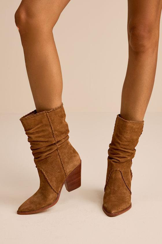 Dolce Vita Julith Suede Stitched Slouchy Mid-Calf Boots