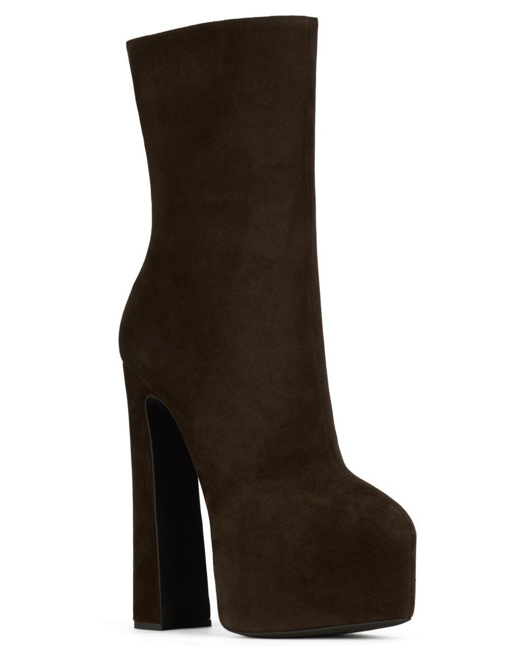 Women's Brown Woah Hi Platform Full-zip Dress Booties