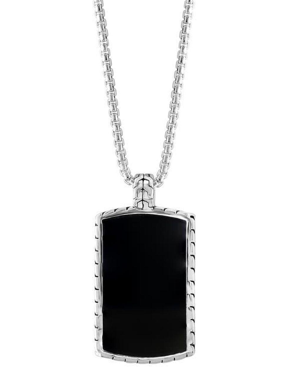 Men's White Sterling Onyx Pendant Necklace