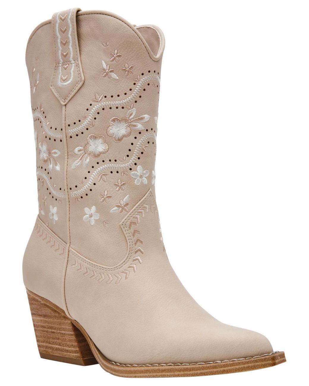 Women's Brown Avita Pull-on Contrast Stitch Western Cowboy Boots