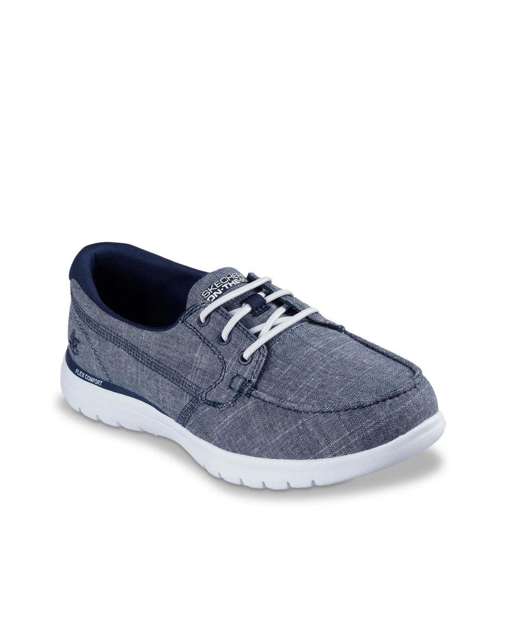 Women's Blue Wide Width Onthego Flex Ashore Boat Shoe