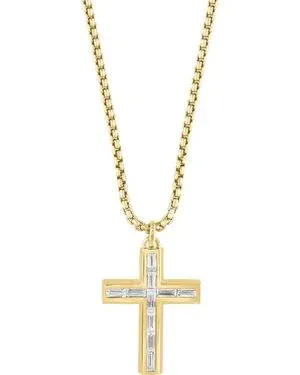 Effy 14K Plated Sterling Zircon Cross Pendant Necklace - Metallic