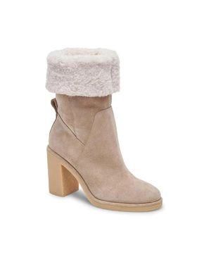 Dolce Vita Caddie Plush Boots Taupe Faux Fur Ankle Bootie Rhs6504 - Brown