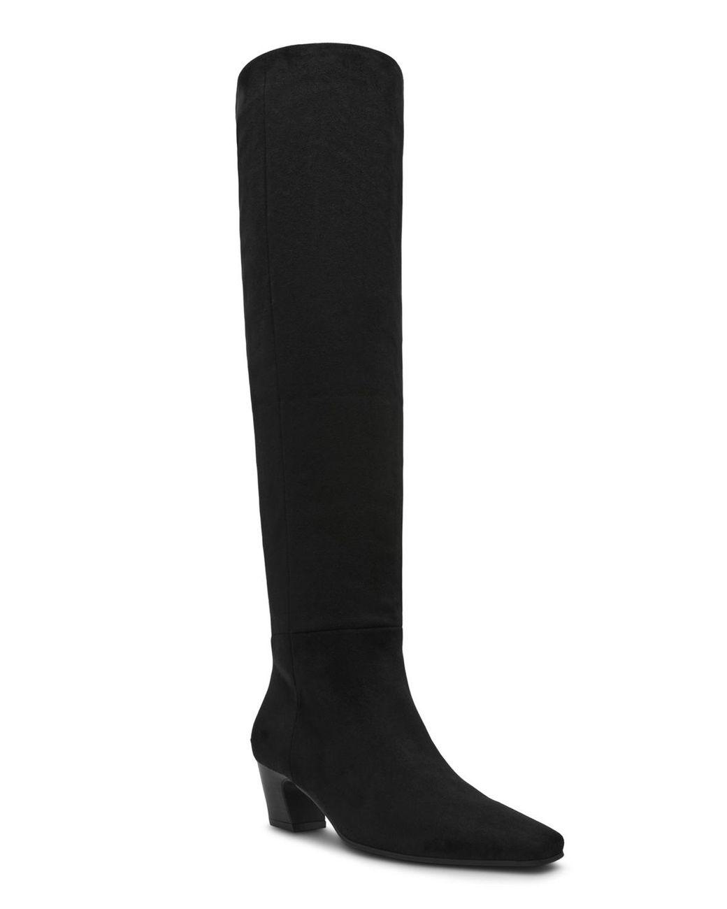 Women's Black Stryker Wide-calf Over-the-knee Pull On Heeled Boots