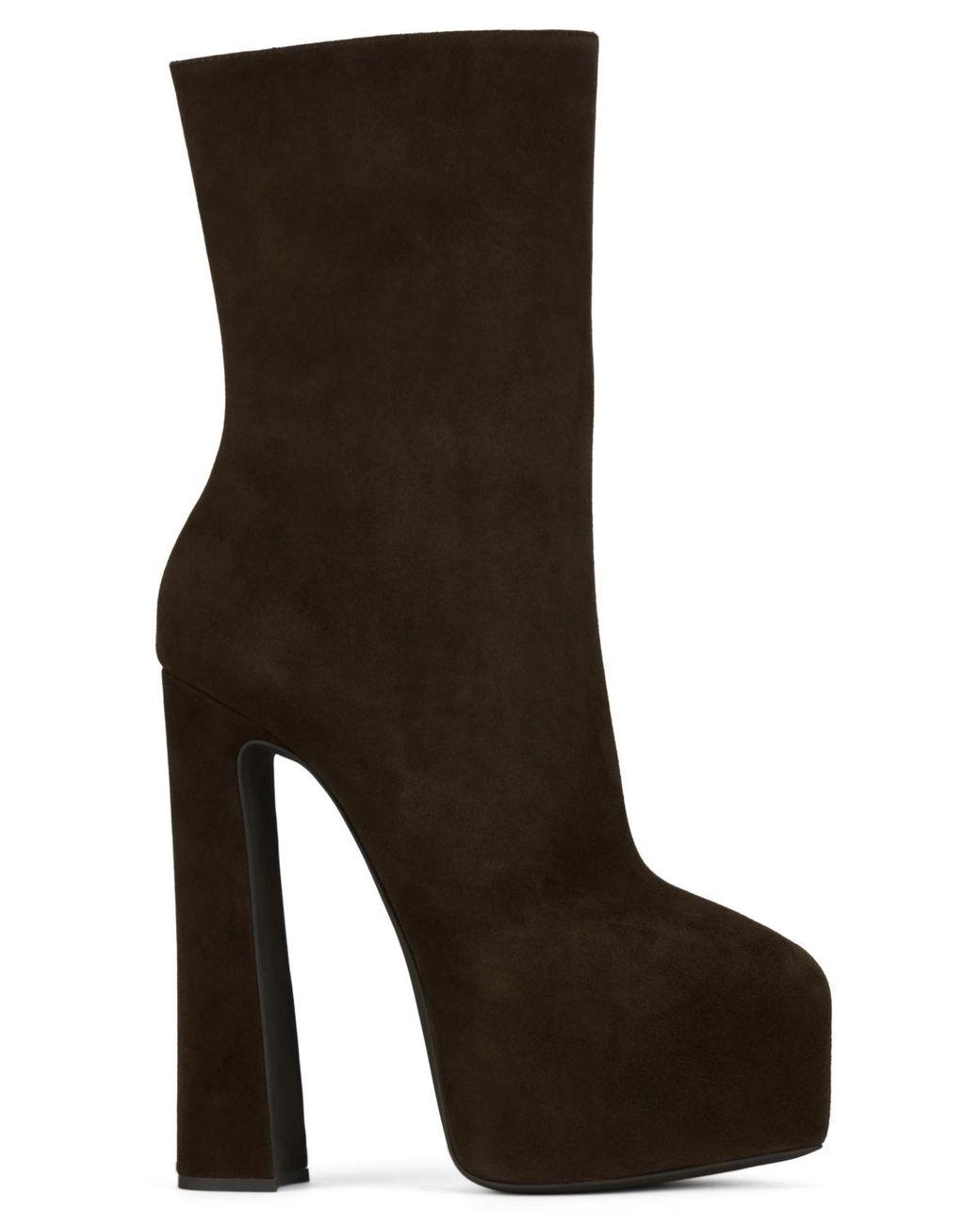 Women's Brown Woah Hi Platform Full-zip Dress Booties