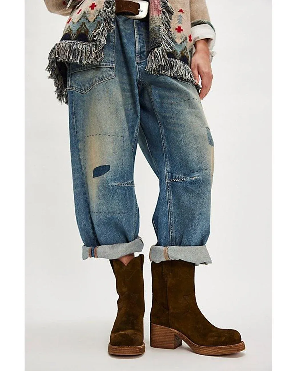 Women's Blue Sleepy Cowboy Ankle Boots By
