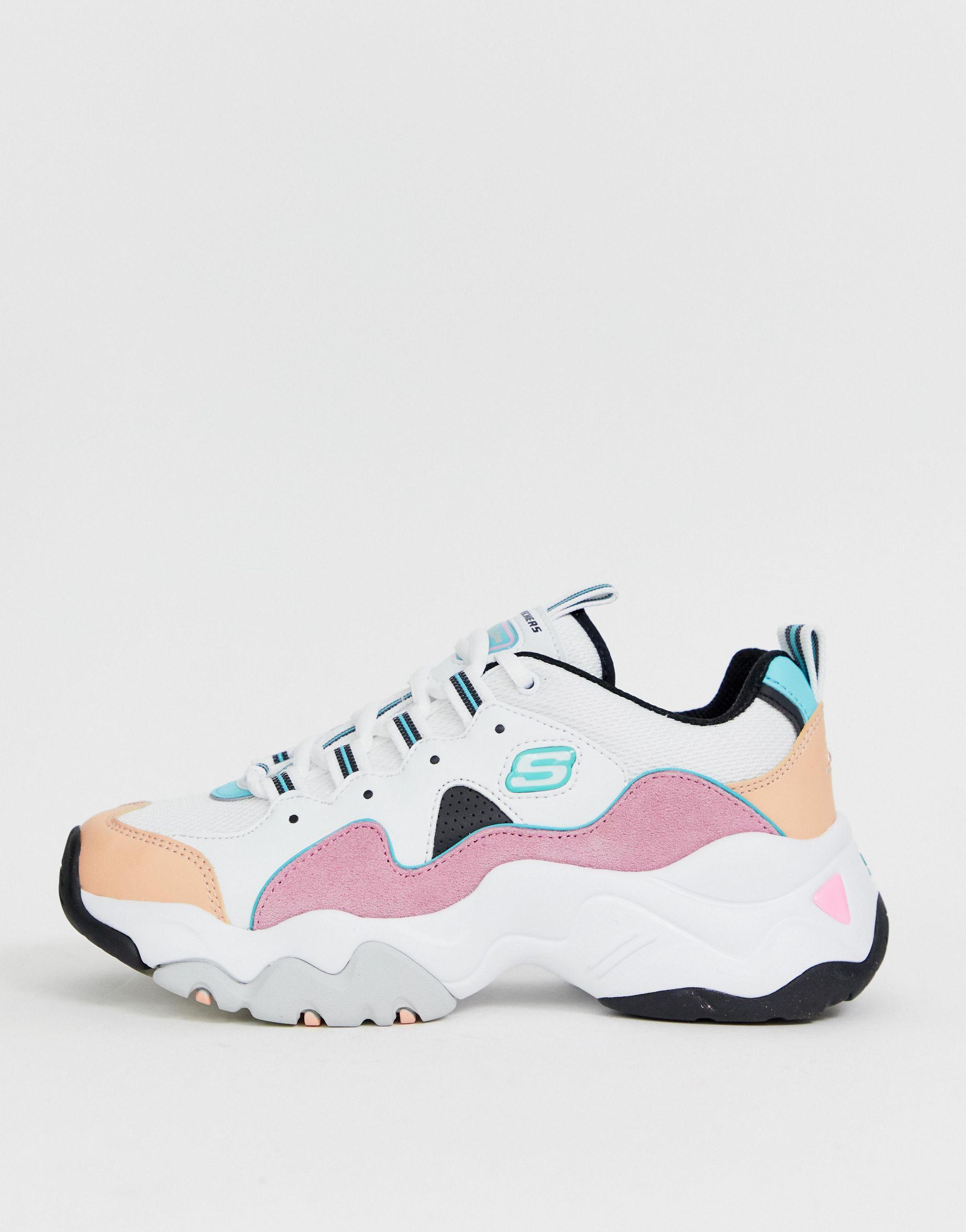 Skechers D'lite Chunky Trainers 3.0 In Pastel