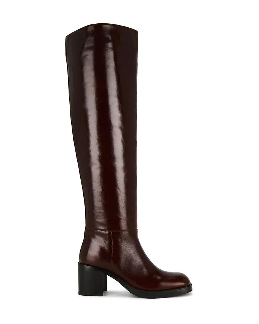 Women's Brown Vinyl Over The Knee Boot