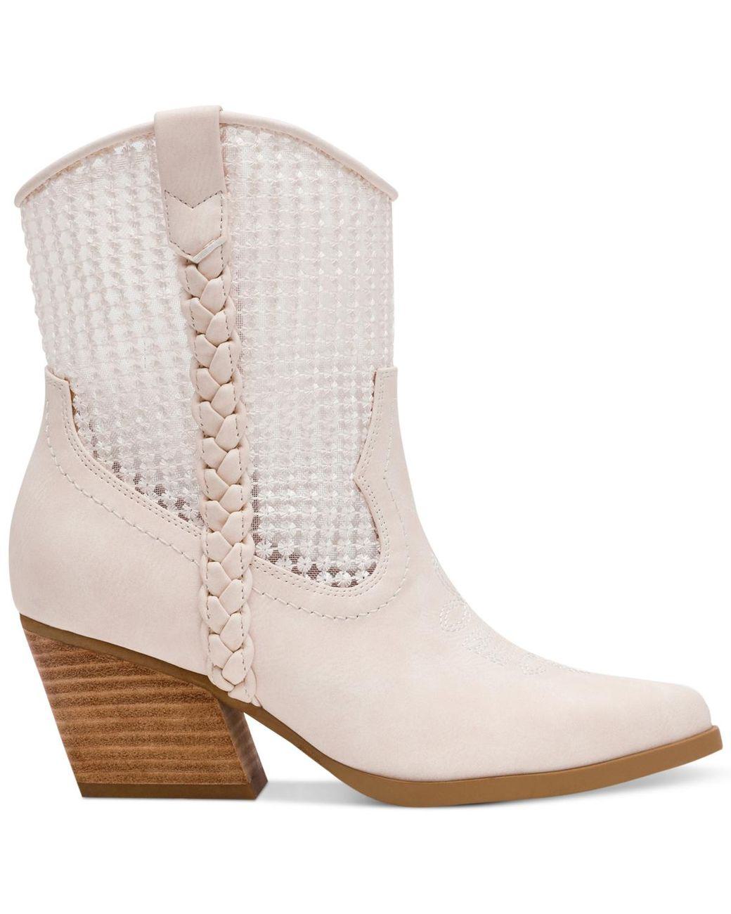 Women's Natural Karyn Mesh Pull-on Western Cowboy Booties