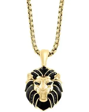 Effy Effy Black Spinel Lion 22" Pendant Necklace (3/8 Ct. T.w. - Metallic