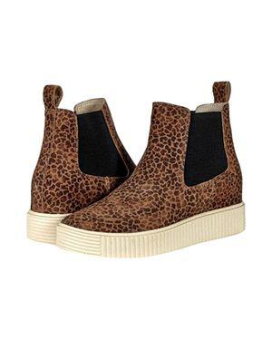 Dolce Vita Cola Boots Leopard Print Suede Platform Chelsea Zap727 - Brown