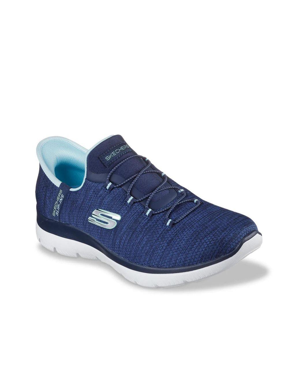 Women's Blue Wide Width Hands Free Slipins Summits Everyday Set Sneaker