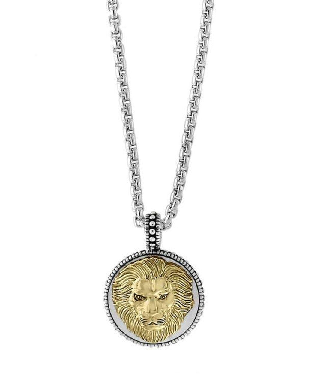 Men's Metallic Lion Head Pendant Necklace