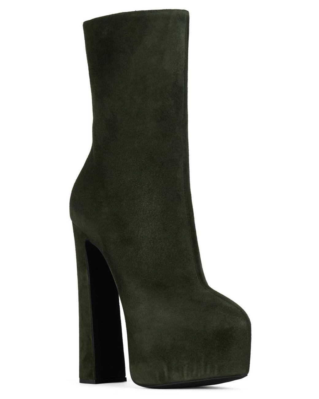 Women's Green Woah Hi Platform Full-zip Dress Booties