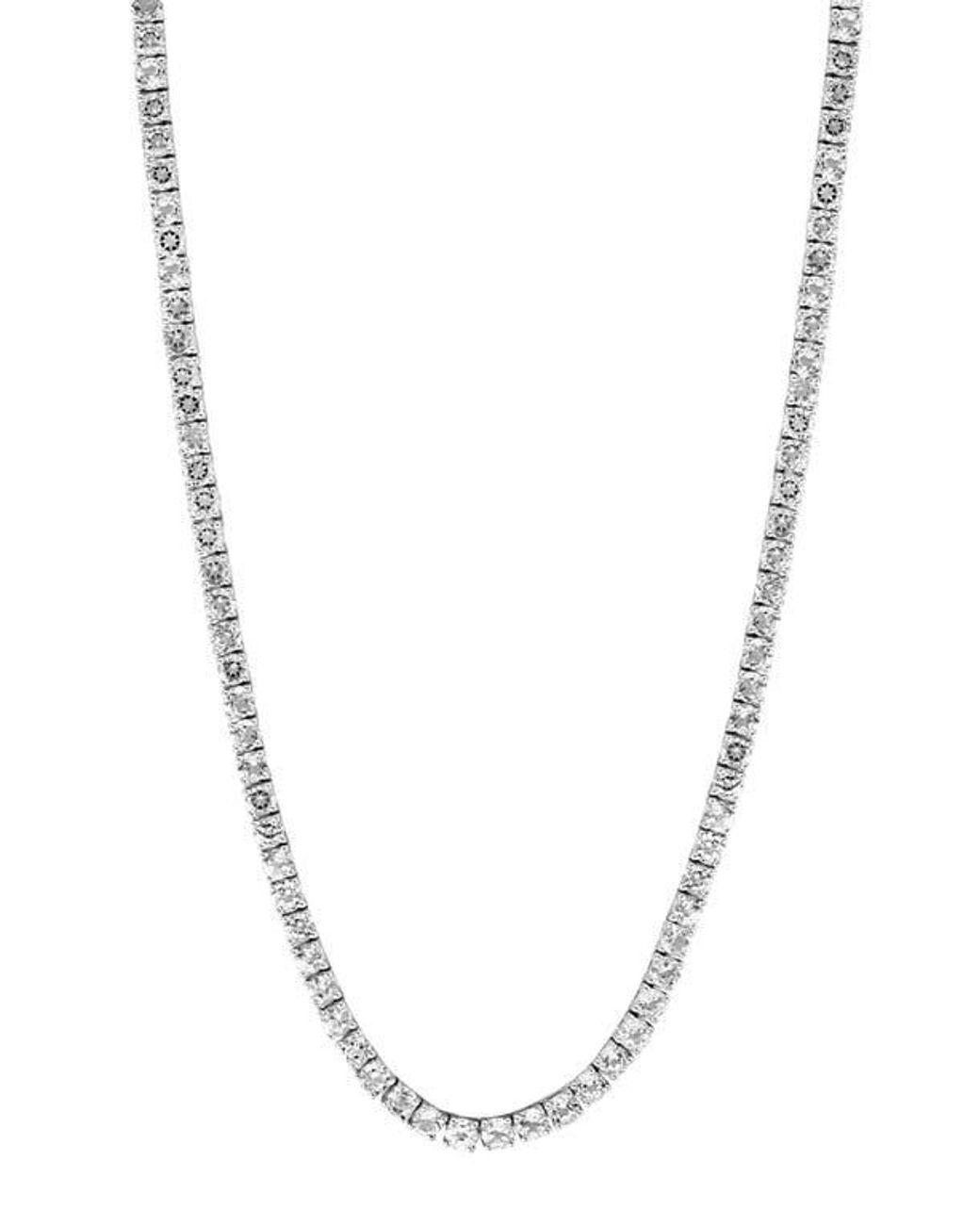 Men's White Sterling Topaz Tennis Necklace
