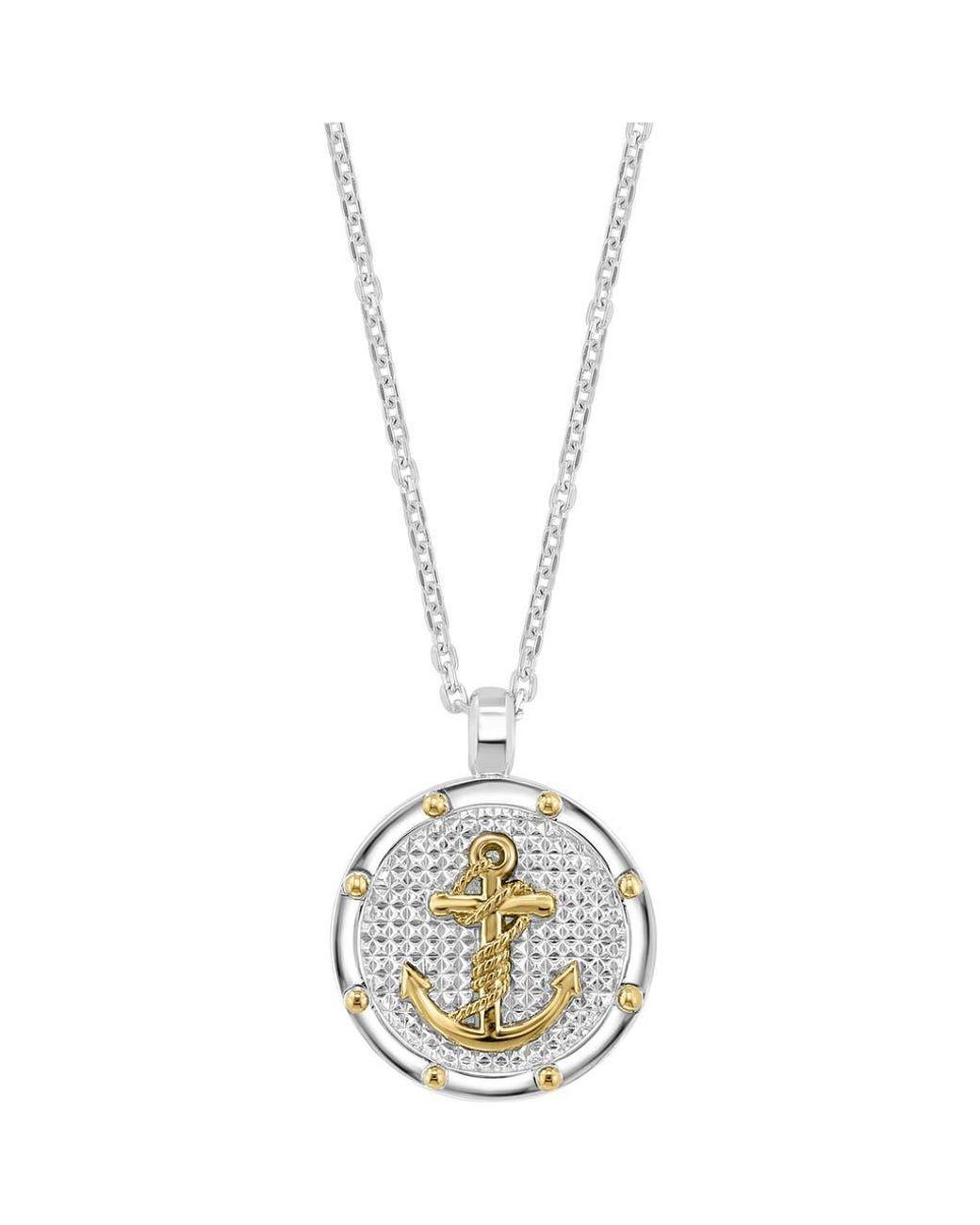 Men's Metallic Sterling & 18K Anchor Pendant Necklace