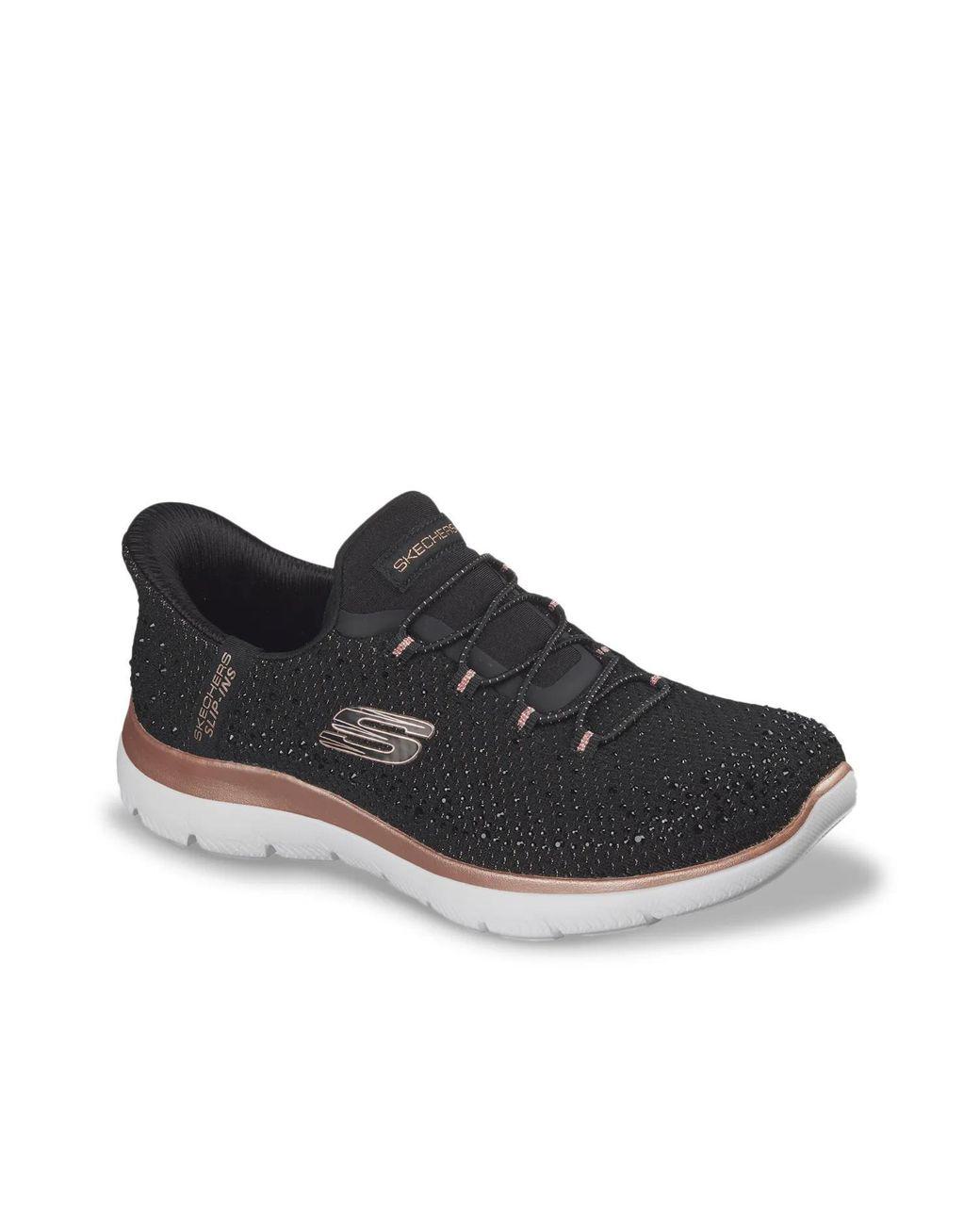 Women's Black Hands Free Slipins Summits Brilliant Shine Slipon Sneaker