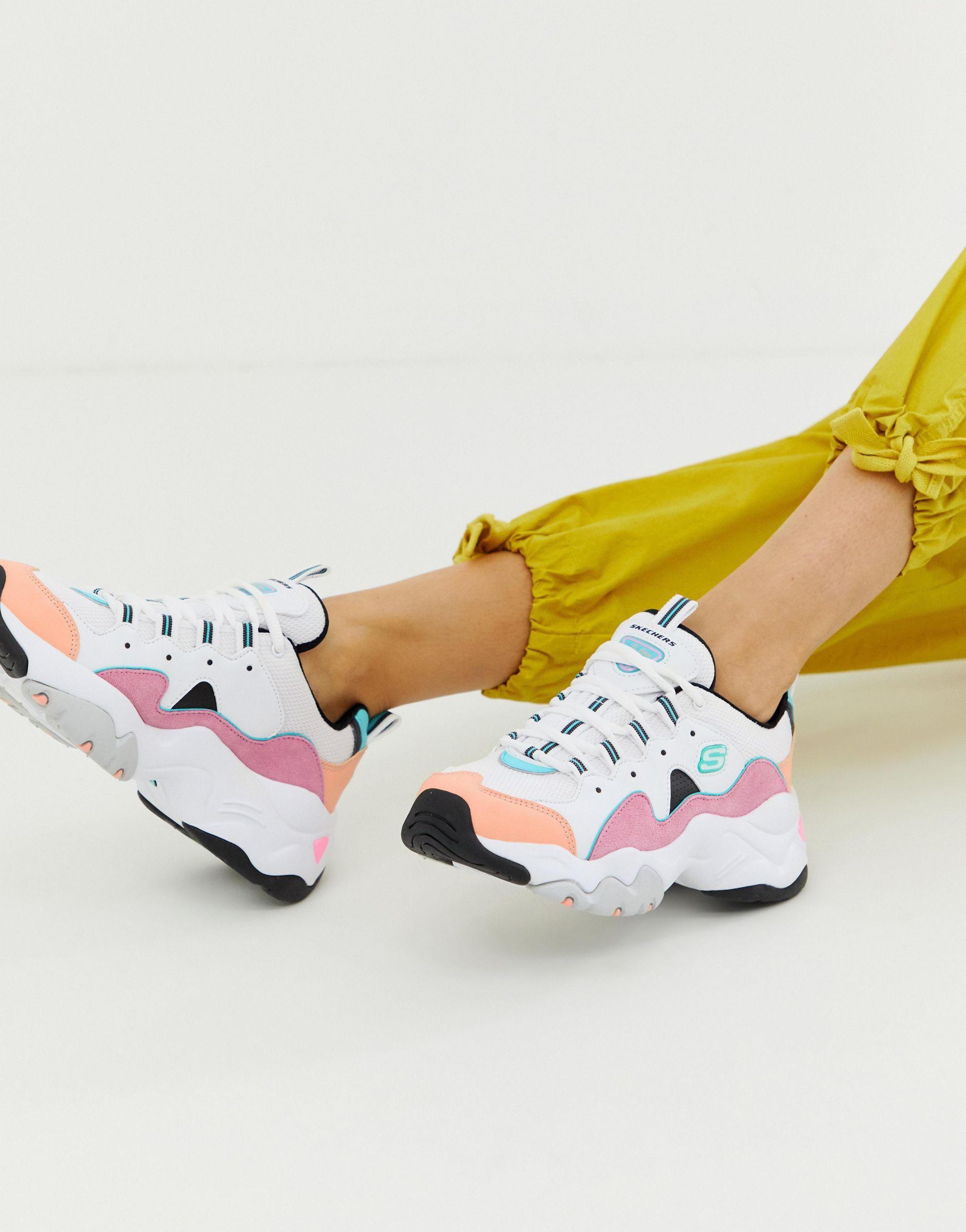 Skechers D'lite Chunky Trainers 3.0 In Pastel