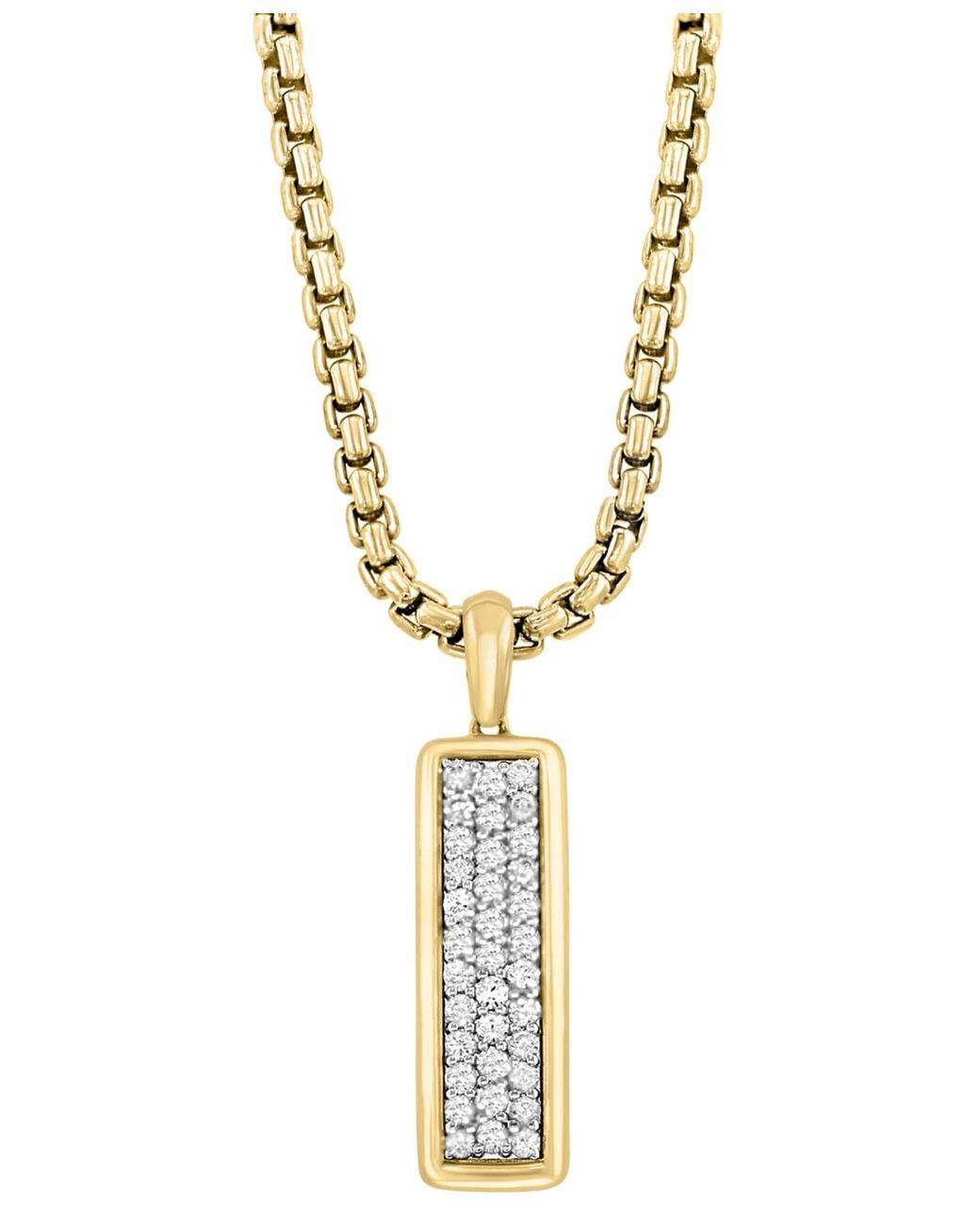Men's Metallic Effy Zircon Cluster Elongated Dog Tag 22" Pendant Necklace (7/8 Ct. T.w.
