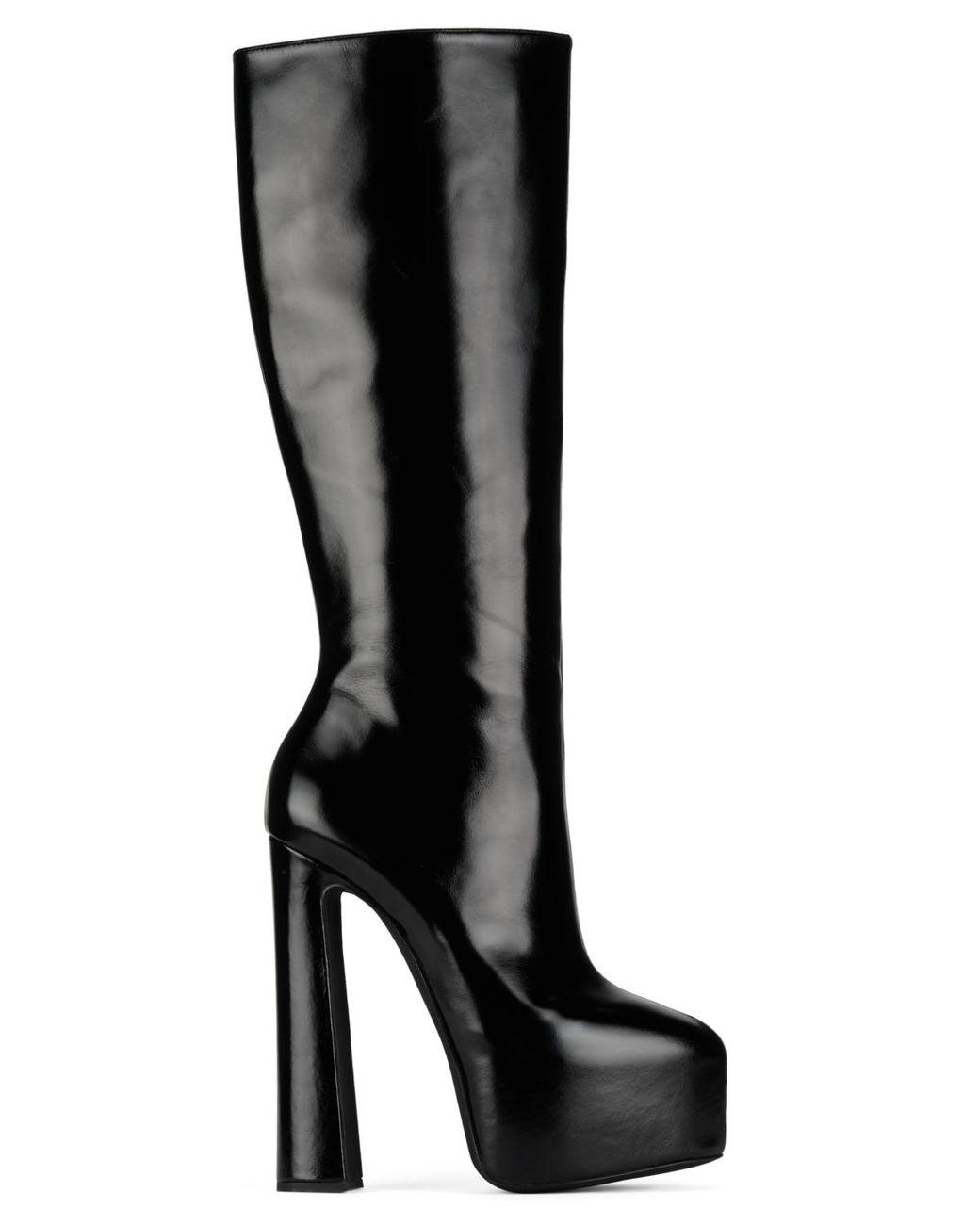 Women's Black Unleashed Hi Platform Knee-high Full-zip Dress Boots