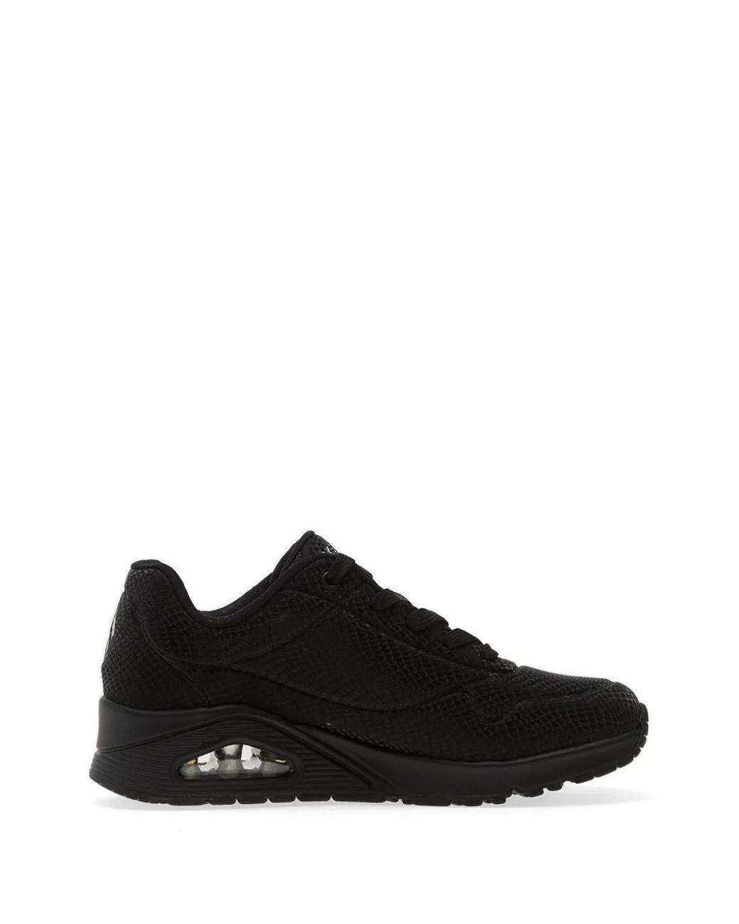 Women's Black Uno Shiny Scale Snakeskin-Effect Sneakers