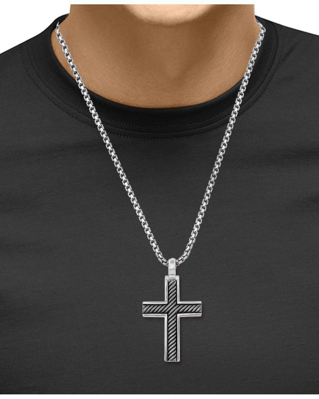 Men's Metallic Effy Black Rhodium Cross 22" Pendant Necklace