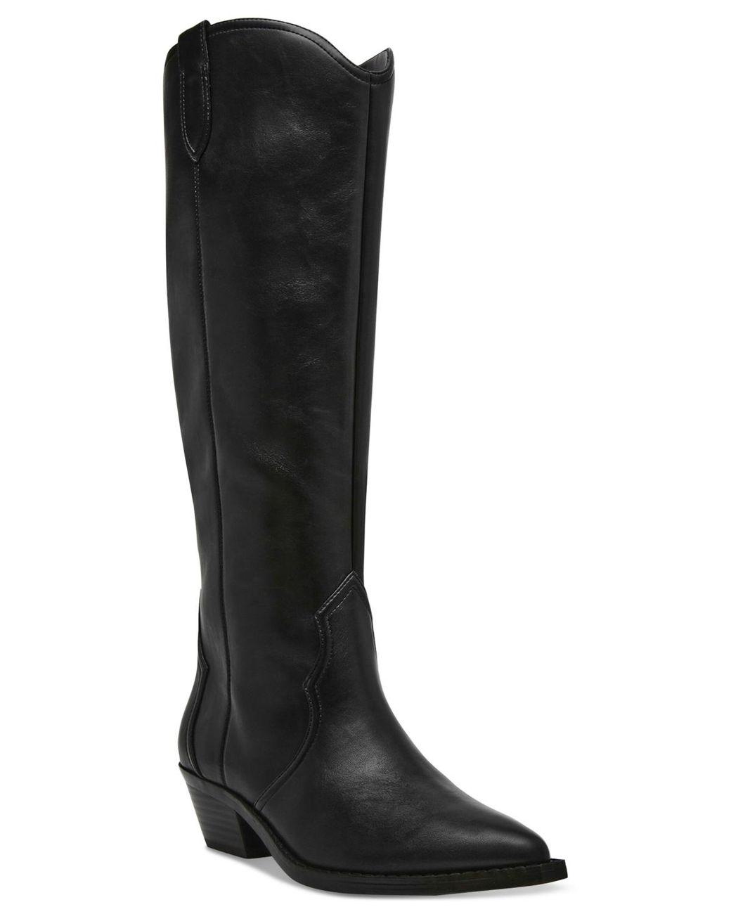 Women's Black Kit Knee-high Wide Calf Cowboy Boots