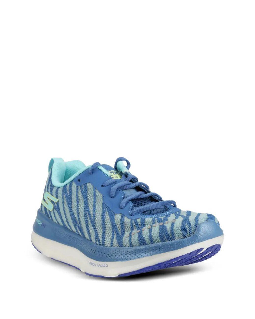 Women's Blue Go Run Razor Excess 2 Zebra-Stripe Sneakers