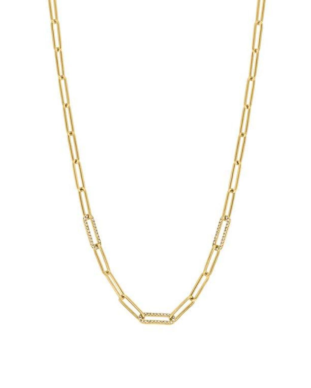Men's Metallic Diamond Paper Clip Chain Necklace
