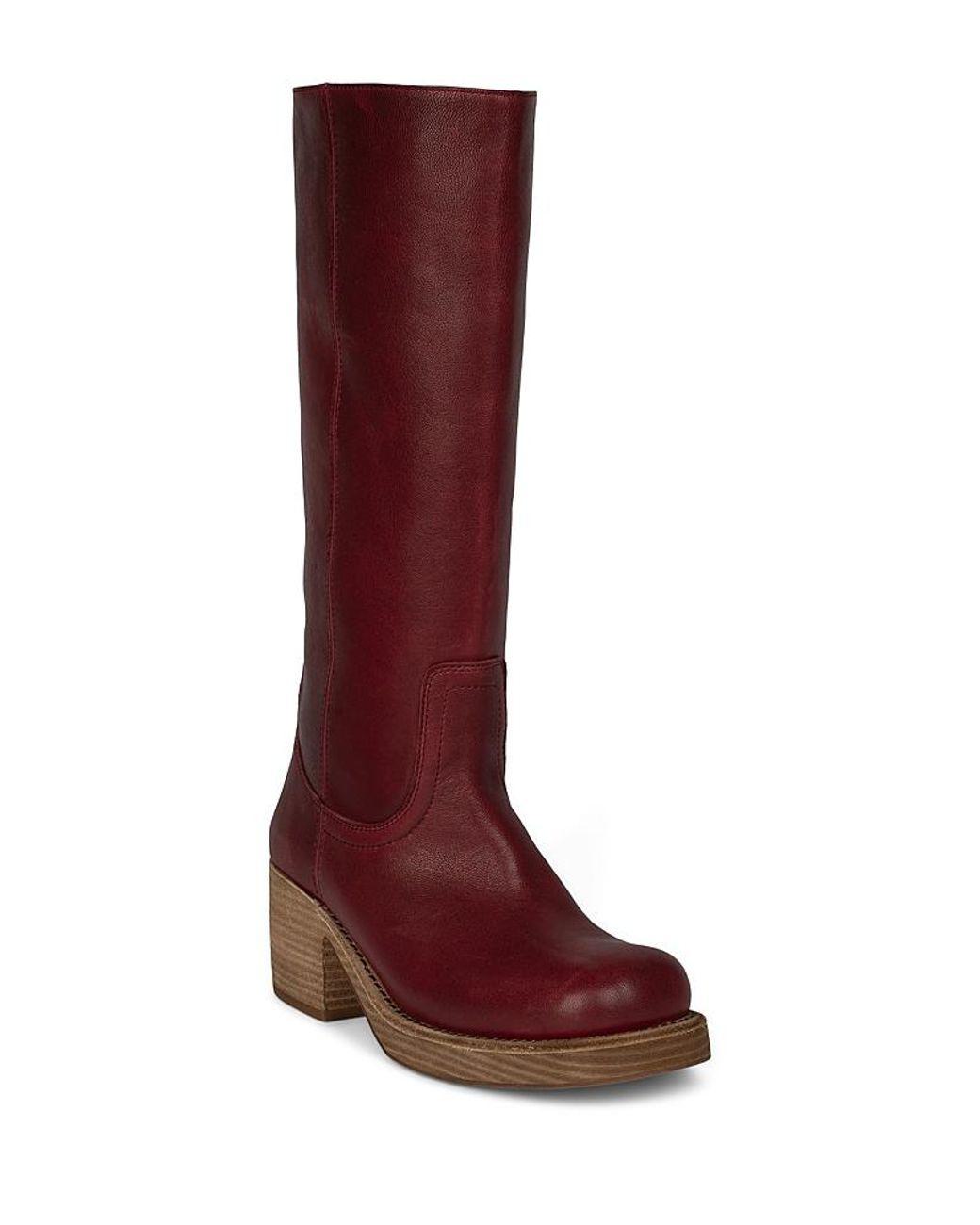 Women's Red Tall Square Toe Boots