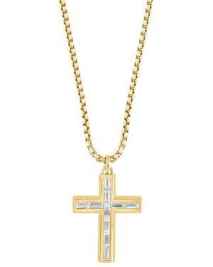 Effy 14K Plated Sterling Zircon Cross Pendant Necklace - Metallic