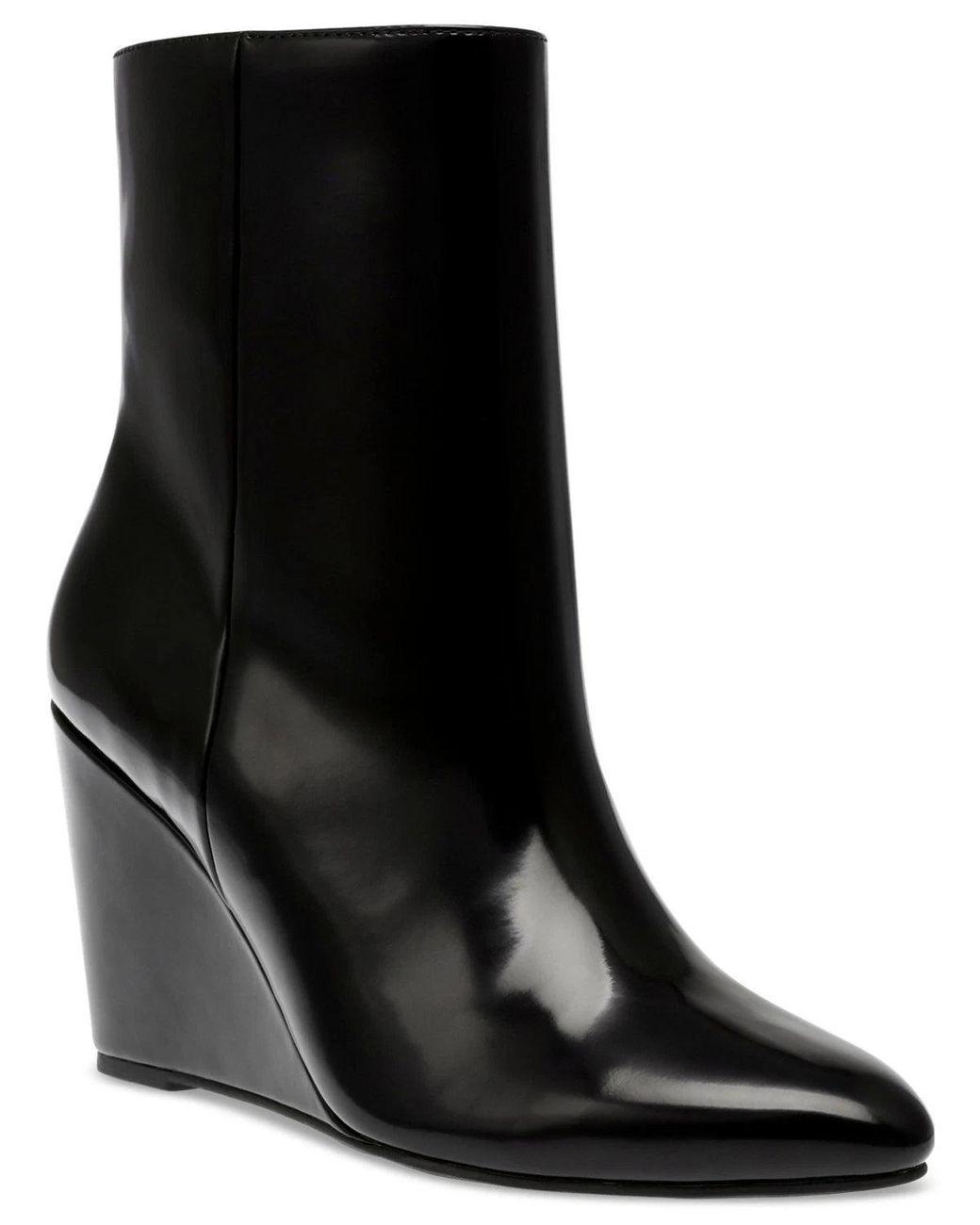 Women's Black Pascal Boot Pointed Toe Wedge Heel Ankle Bootie Lion751