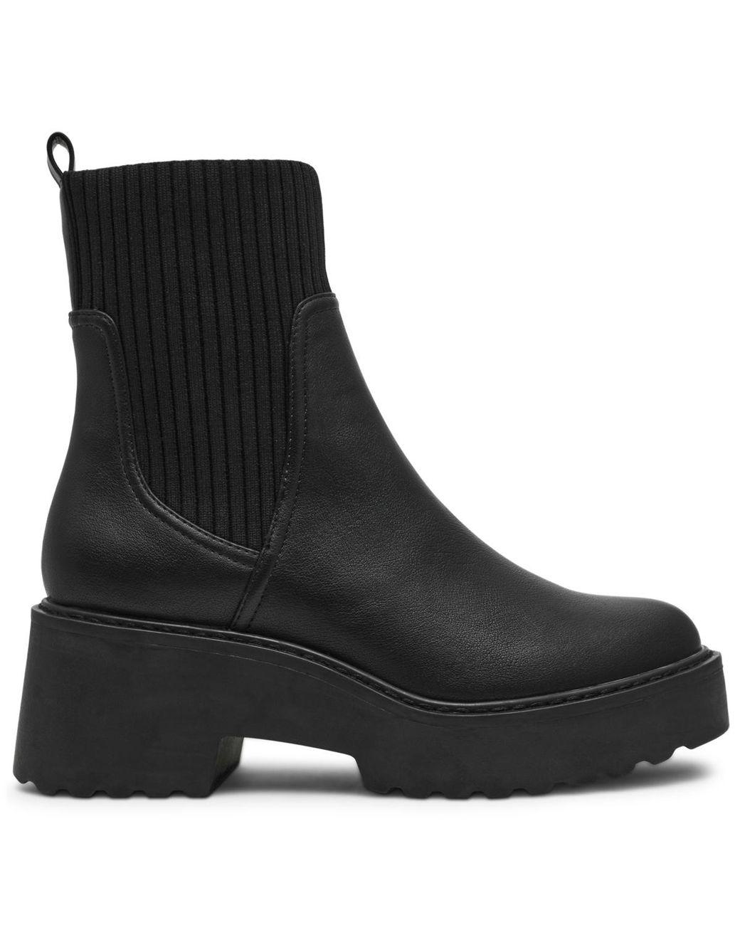 Women's Black Zepplin Lug Sole Chelsea Booties